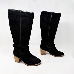 [Blondo] Black Nicola Waterproof Suede Leather Chunky Heel Boots Side Zip Sz 8.5